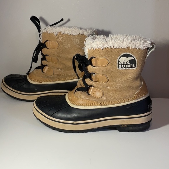 SOREL Tivoli Suede Buff Short LaceUp Snow Winter Boots Waterproof Insulated Sz 7 - Picture 5 of 9